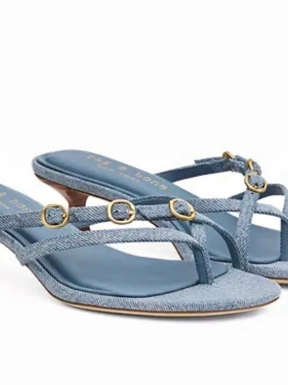 rag & bone Sammie Buckle Kitten Heel Sandal Blue NWT Size 38.5 or 8 1/2
